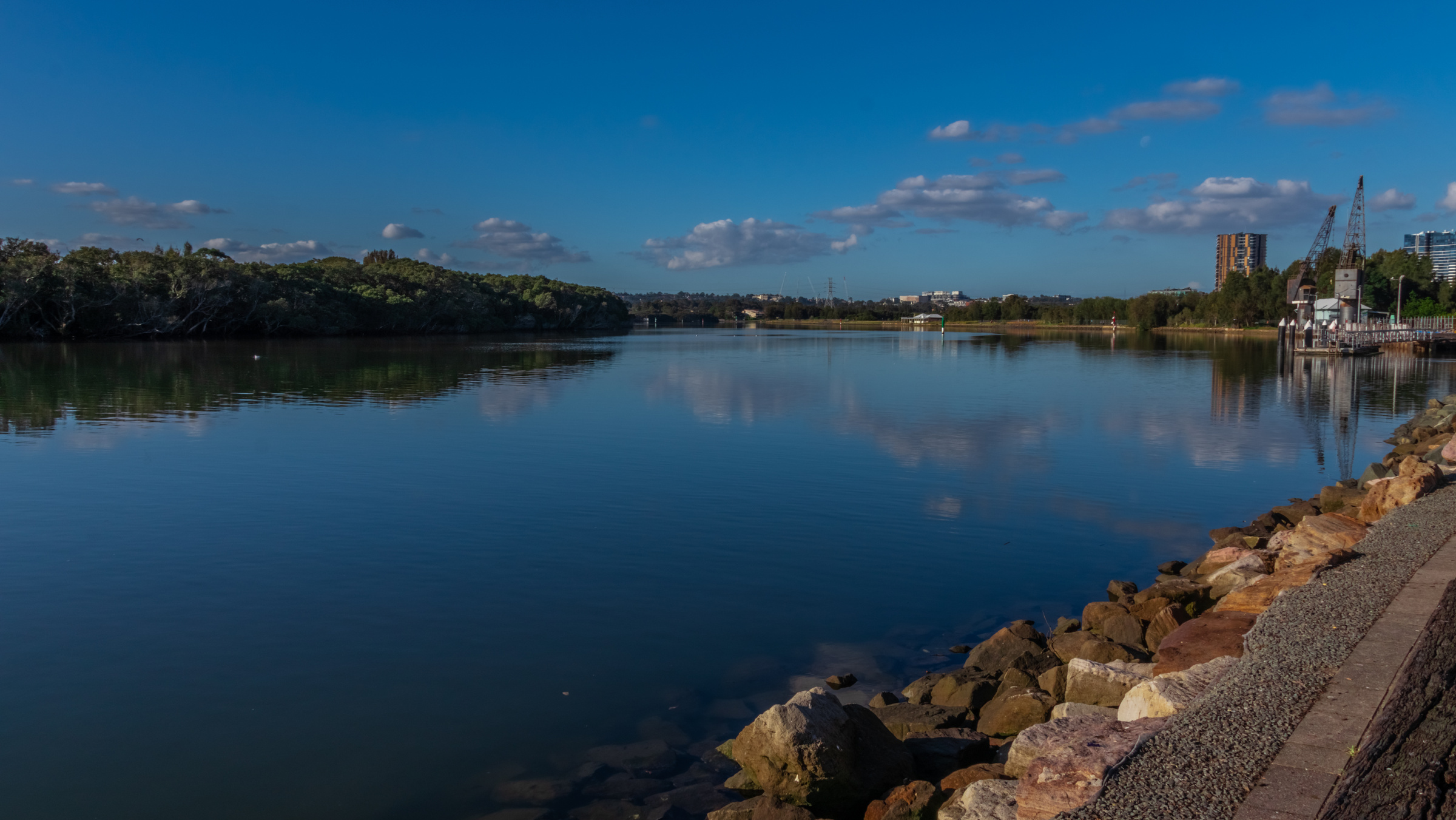 View of Parramatta River at Sydney Olympic Park NSW Australia